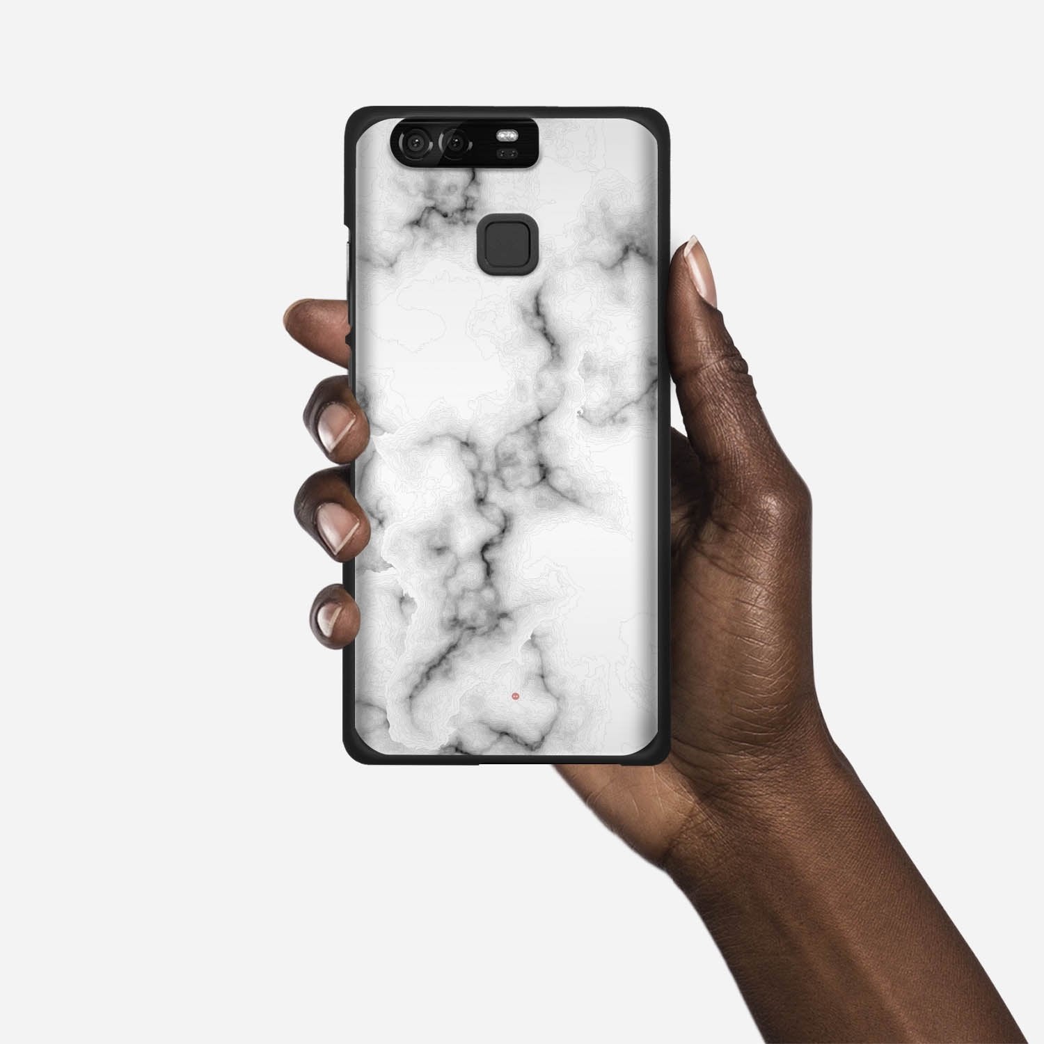 WHITE MARBLE Huawei P9 case - thin fit matte black (D152)
