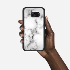 WHITE MARBLE Samsung Galaxy S7 case - thin fit matte black (D152)