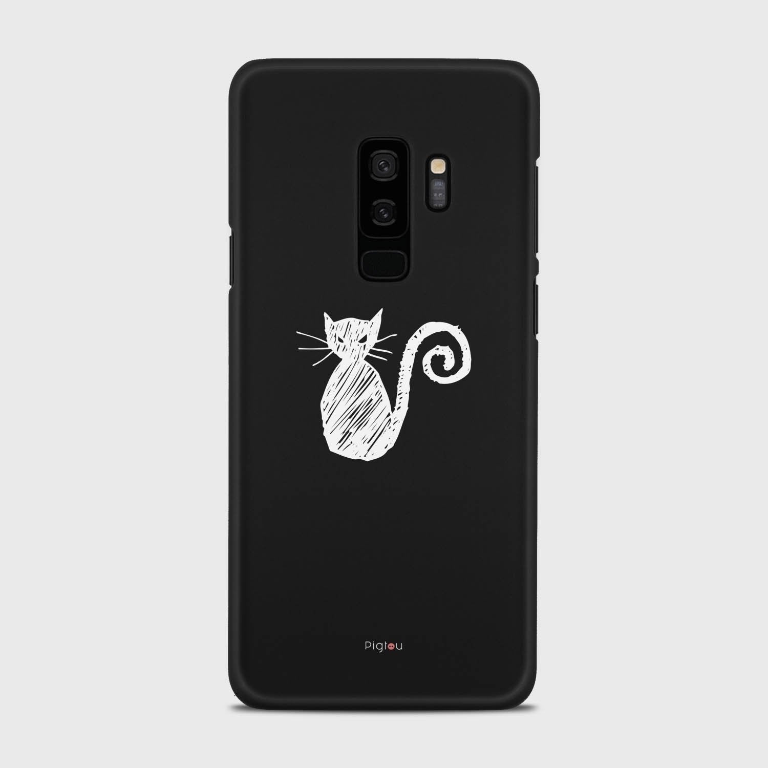 SILHOUETTE CAT Samsung Galaxy S9 Plus case - thin fit matte black (D159)