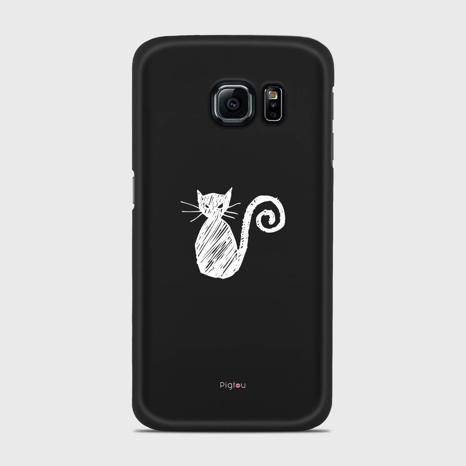 SILHOUETTE CAT Samsung Galaxy S6 Edge case - thin fit matte black (D159)