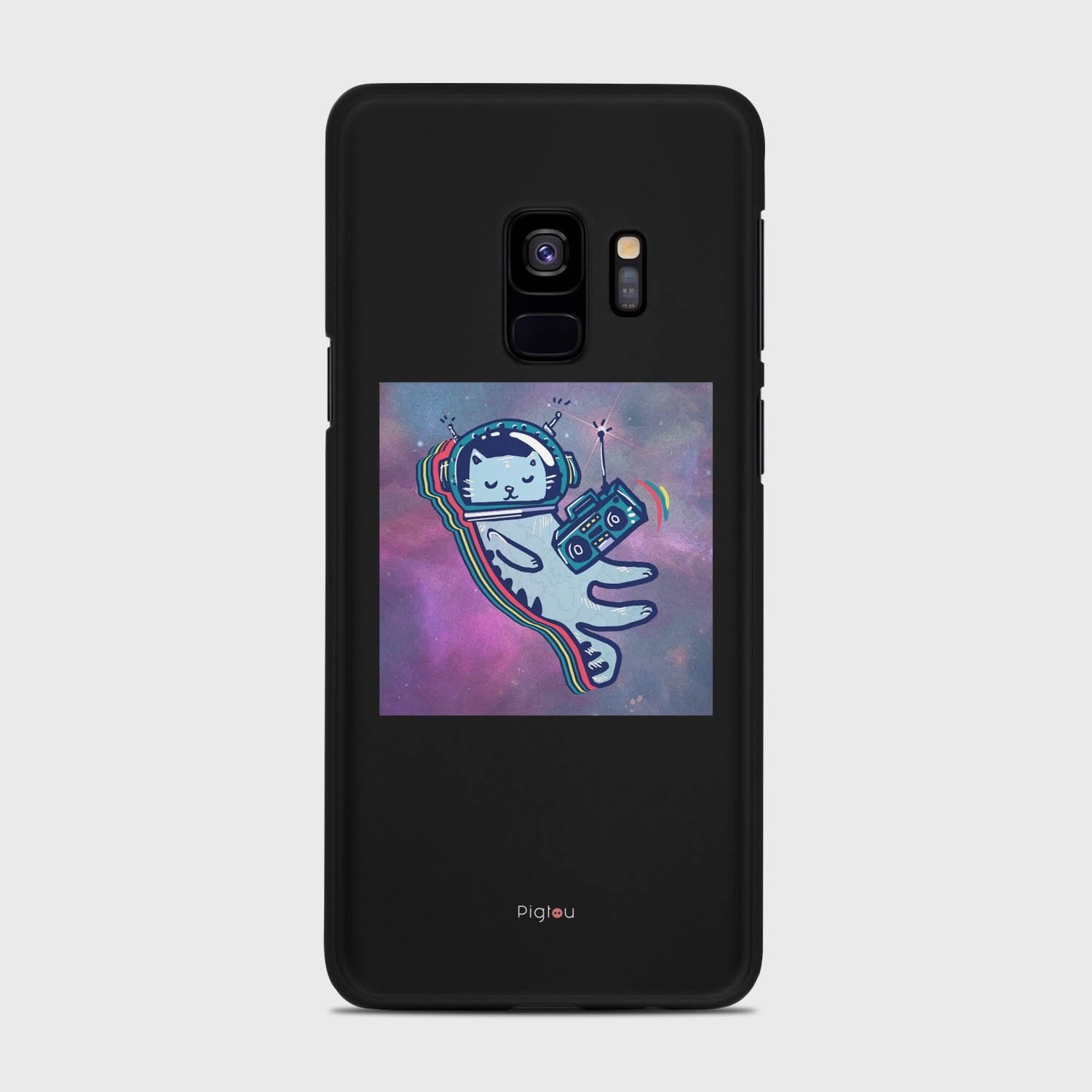 LUNAR CAT Samsung Galaxy S9 case - thin fit matte black (D77)