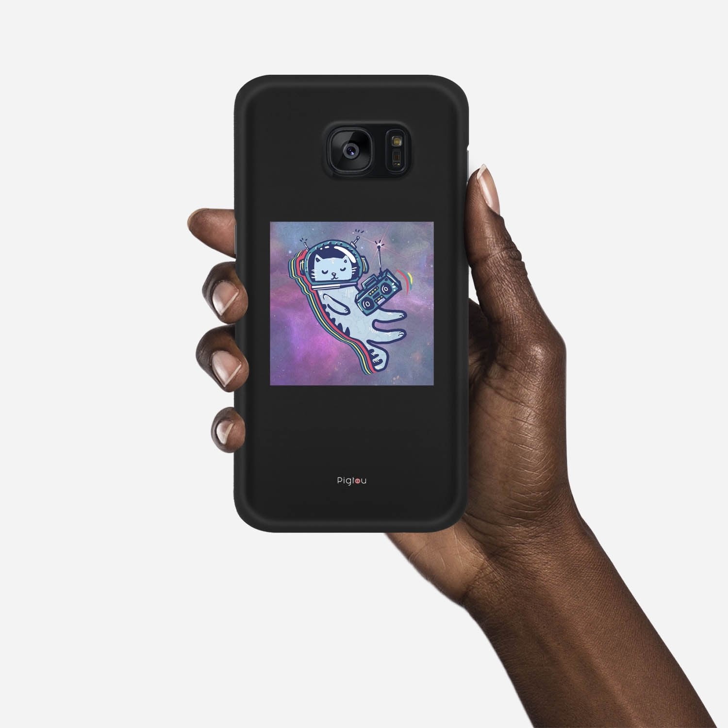 LUNAR CAT Samsung Galaxy S7 case - thin fit matte black (D77)