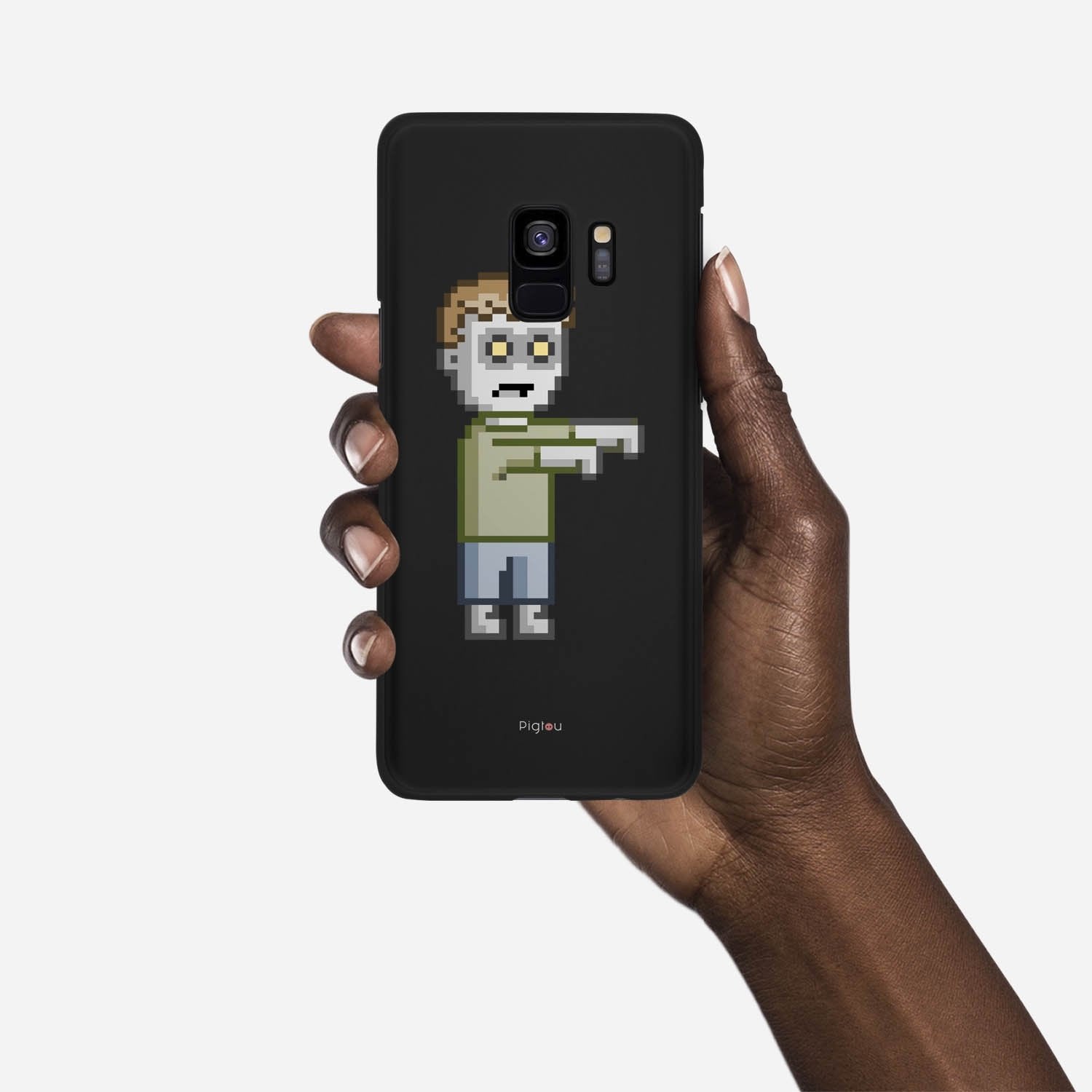 PIXELATED ZOMBIE Samsung Galaxy S9 case - thin fit matte black (D80)
