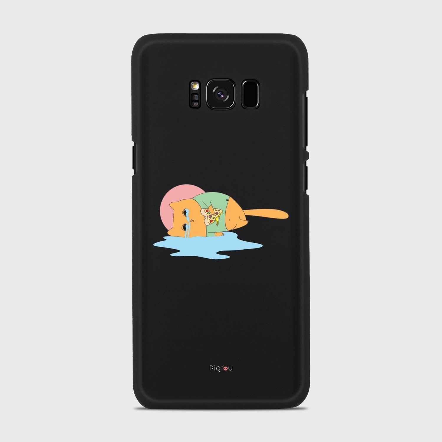CRYING PIZZA CAT Samsung Galaxy S8 case - thin fit matte black (D82)