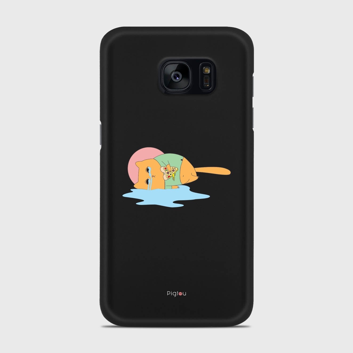 CRYING PIZZA CAT Samsung Galaxy S7 case - thin fit matte black (D82)