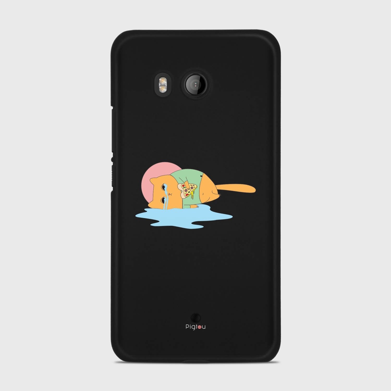 CRYING PIZZA CAT HTC U11 case - thin fit matte black (D82)