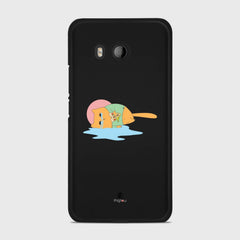 CRYING PIZZA CAT HTC U11 case - thin fit matte black (D82)