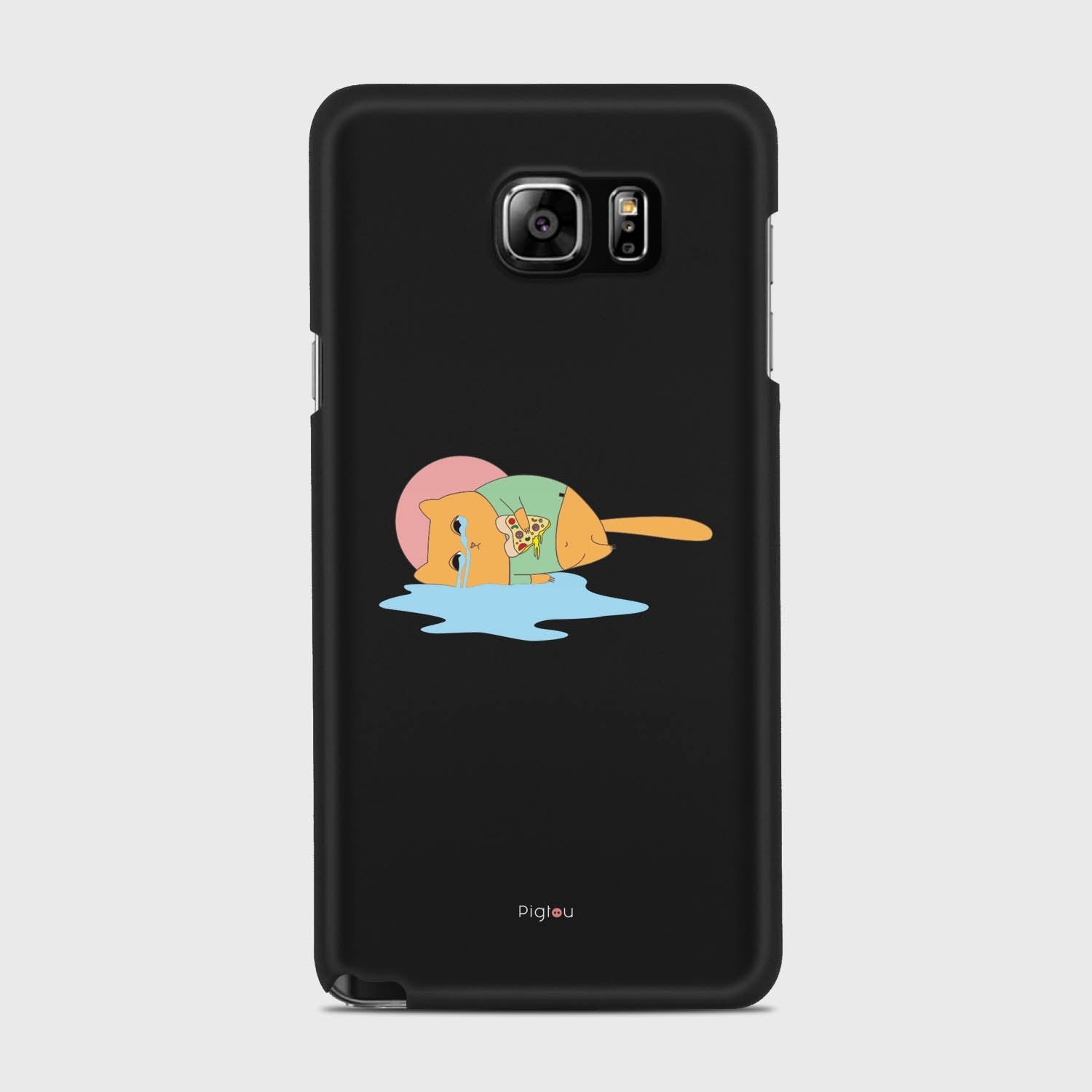 CRYING PIZZA CAT Samsung Galaxy Note 5 case - thin fit matte black (D82)