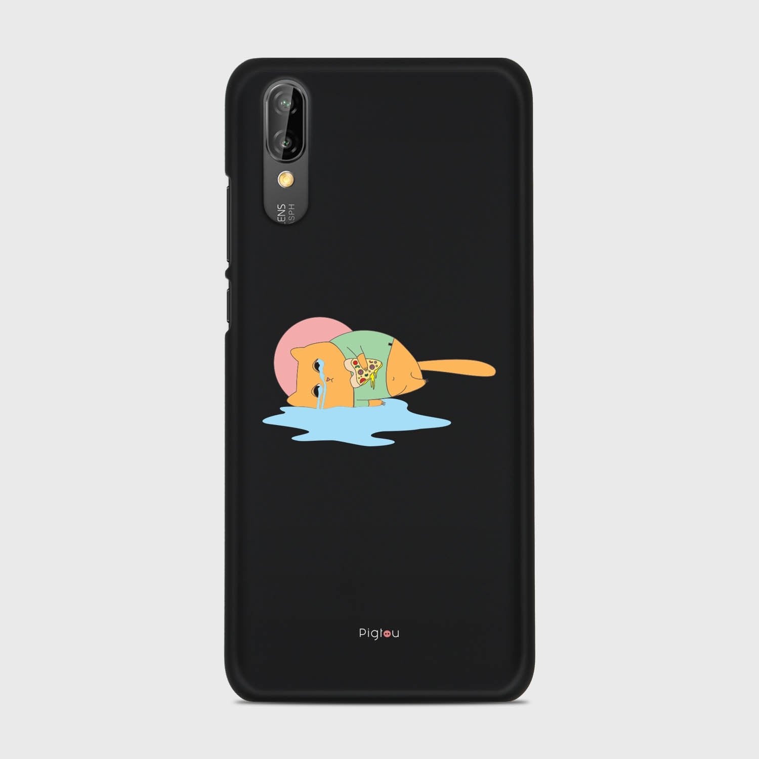 CRYING PIZZA CAT Huawei P20 case - thin fit matte black (D82)
