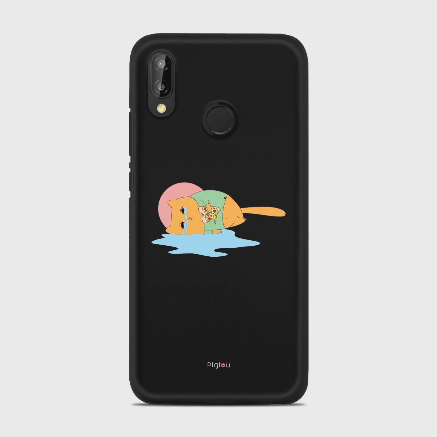 CRYING PIZZA CAT Huawei P20 Lite case - thin fit matte black (D82)