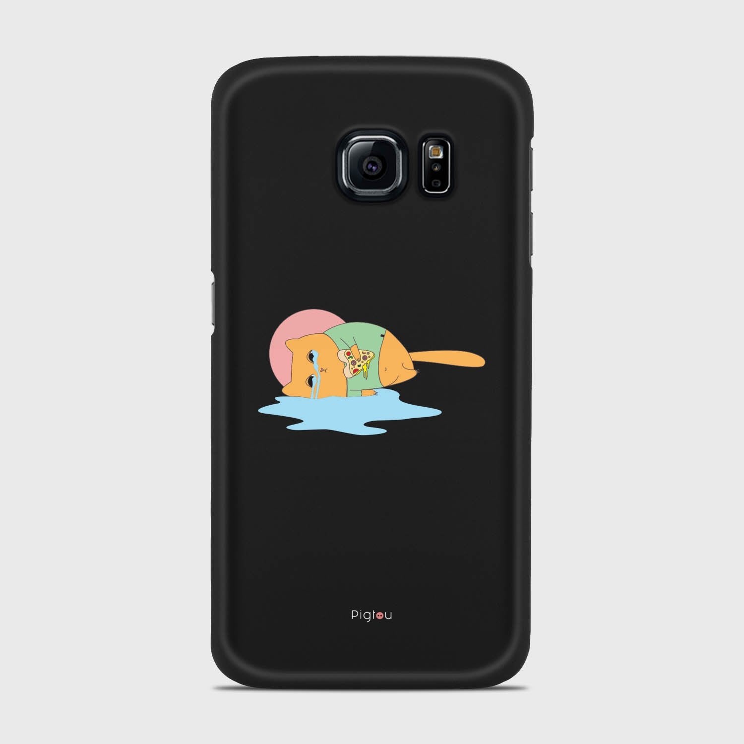 CRYING PIZZA CAT Samsung Galaxy S6 Edge case - thin fit matte black (D82)