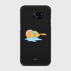 CRYING PIZZA CAT Samsung Galaxy S7 Edge case - thin fit matte black (D82)