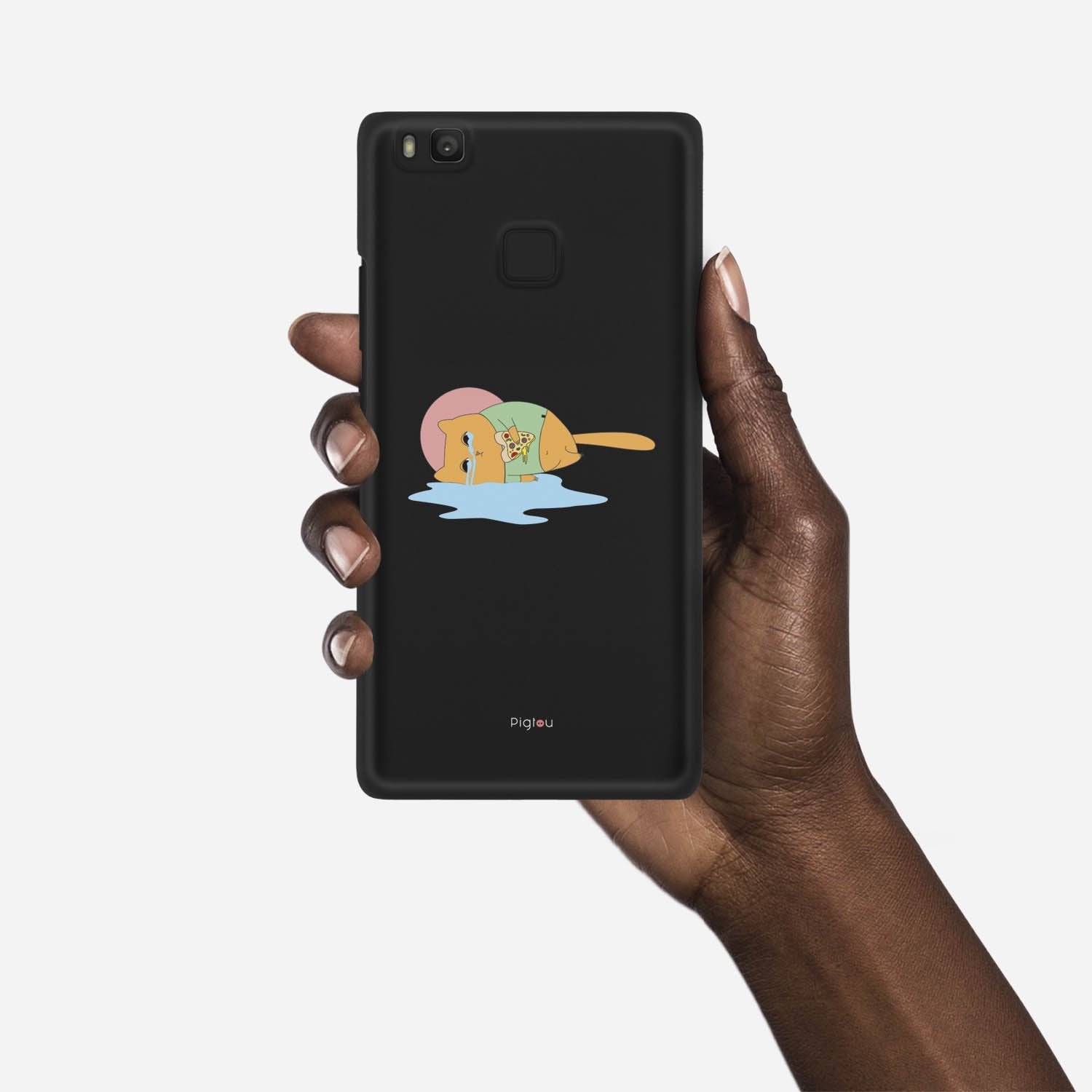 CRYING PIZZA CAT Huawei P9 Lite case - thin fit matte black (D82)