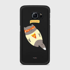SUPER PIZZA CAT Samsung Galaxy S6 Edge case - thin fit matte black (D83)