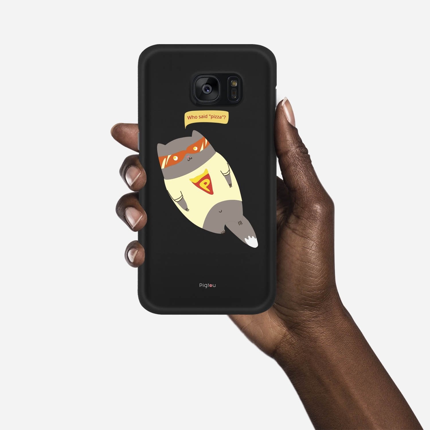 SUPER PIZZA CAT Samsung Galaxy S7 Edge case - thin fit matte black (D83)